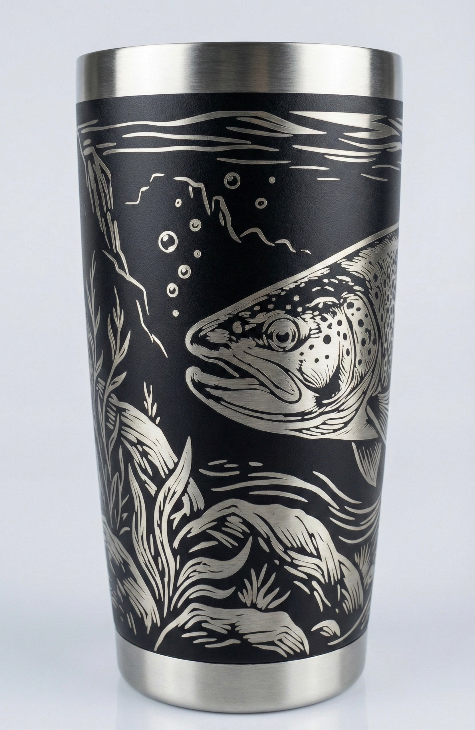 BROWN TROUT FULL WRAP 20OZ TUMBLER - BLACK