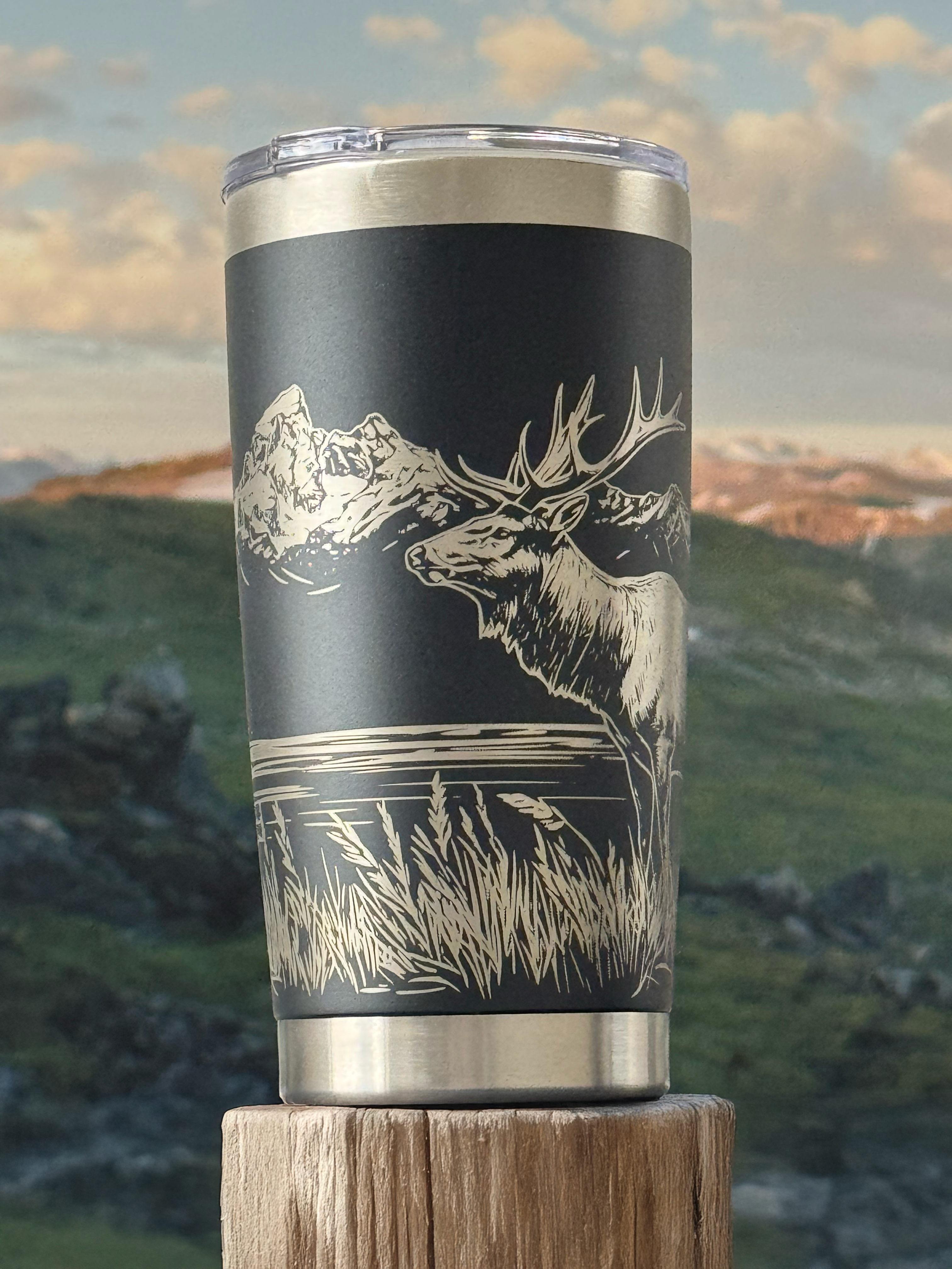 ELK TETON 20OZ FULL WRAP TUMBLER - BLACK